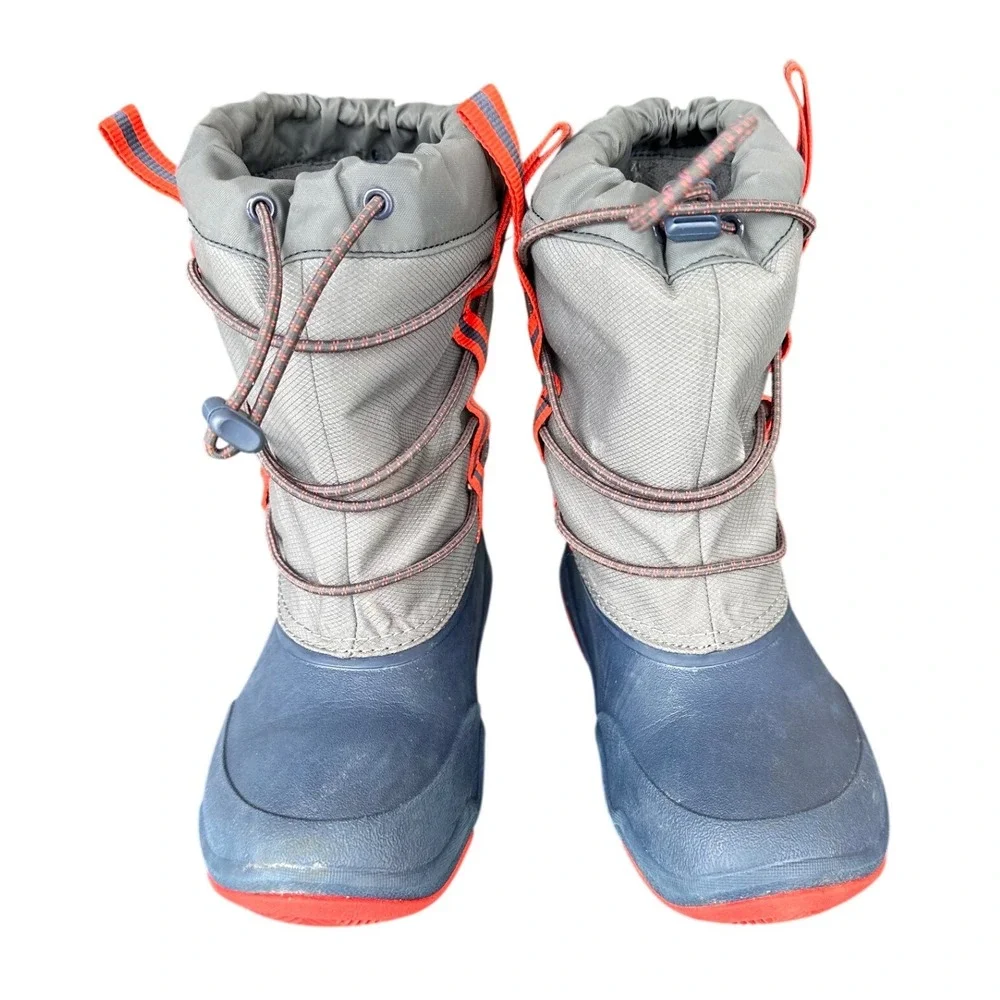 Crocs Kids‎ Swiftwater Hydroguard Waterproof Snow Boots Size J2 Blue Gray Shoes